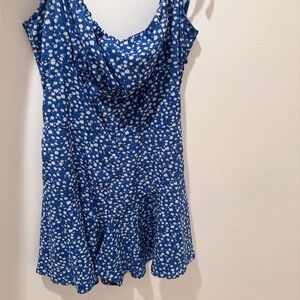 Blue Floral Sleeveless Dress